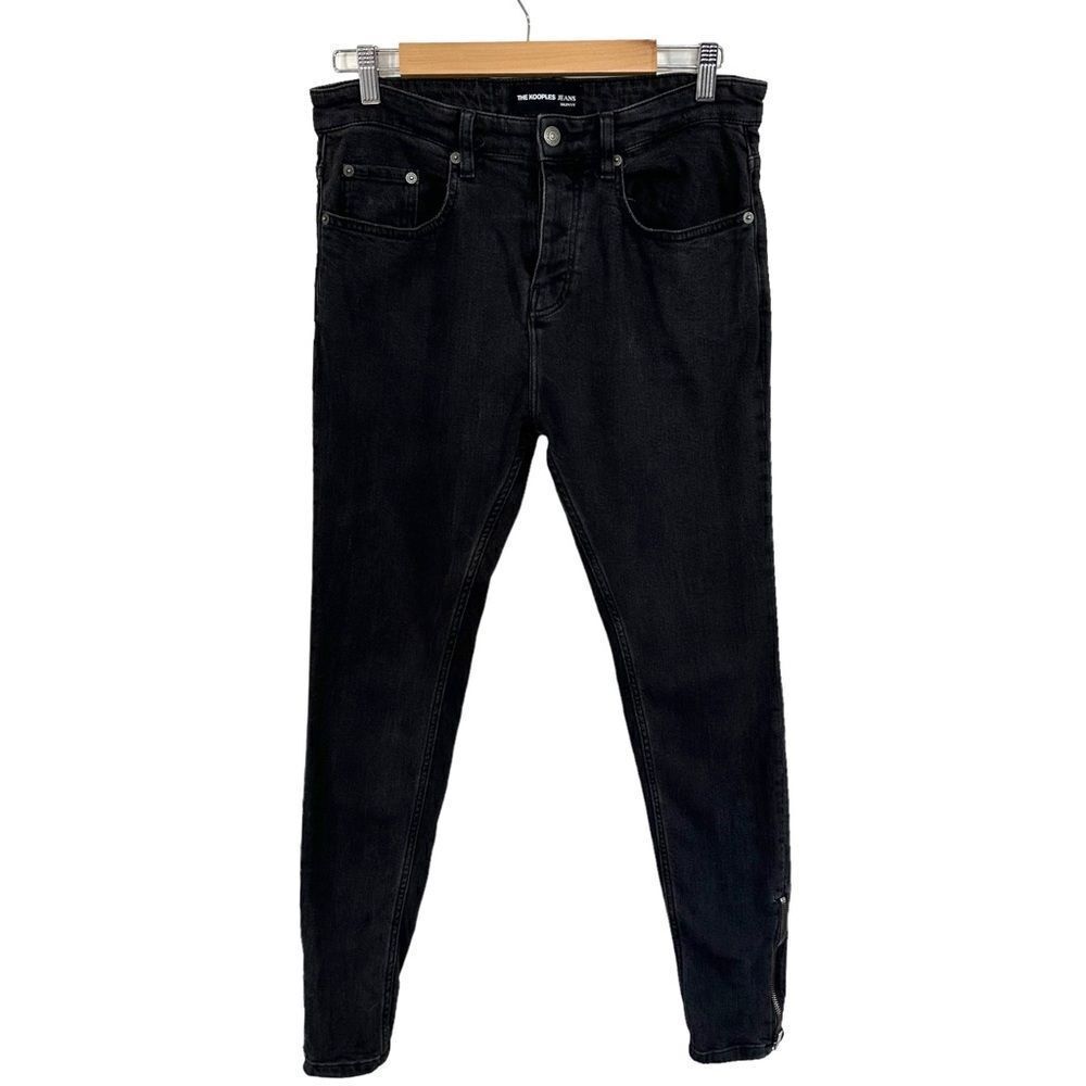 The‎ Kooples Black Skinny Jeans with Zips at the Bottom of the Legs, Size 30x30